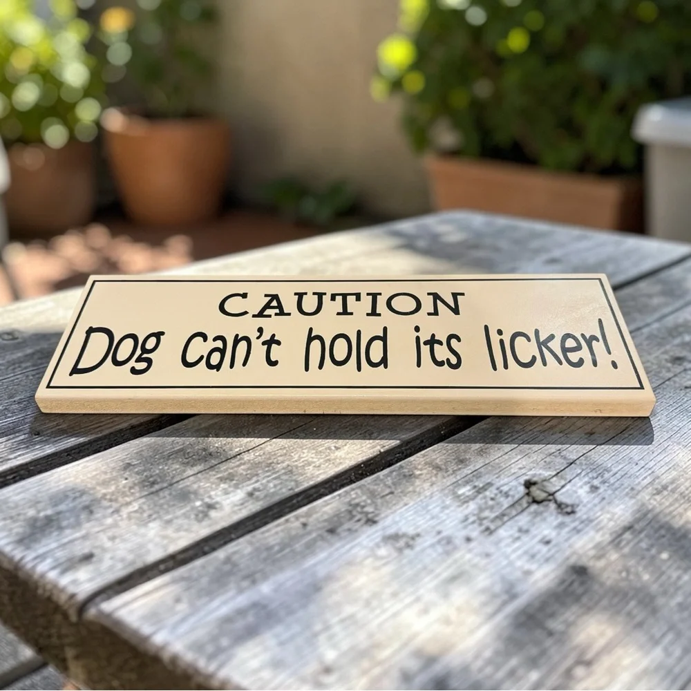🐾 Funny Dog Warning Sign - “Caution: Dog Can’t Hold Its Licker!”🐾
